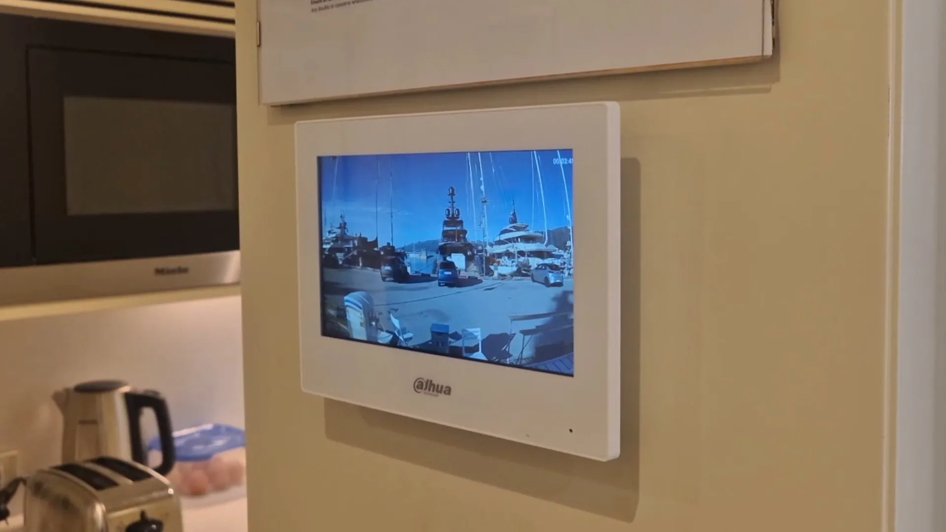 Local wall-mounted control display installed in a yacht crew area.