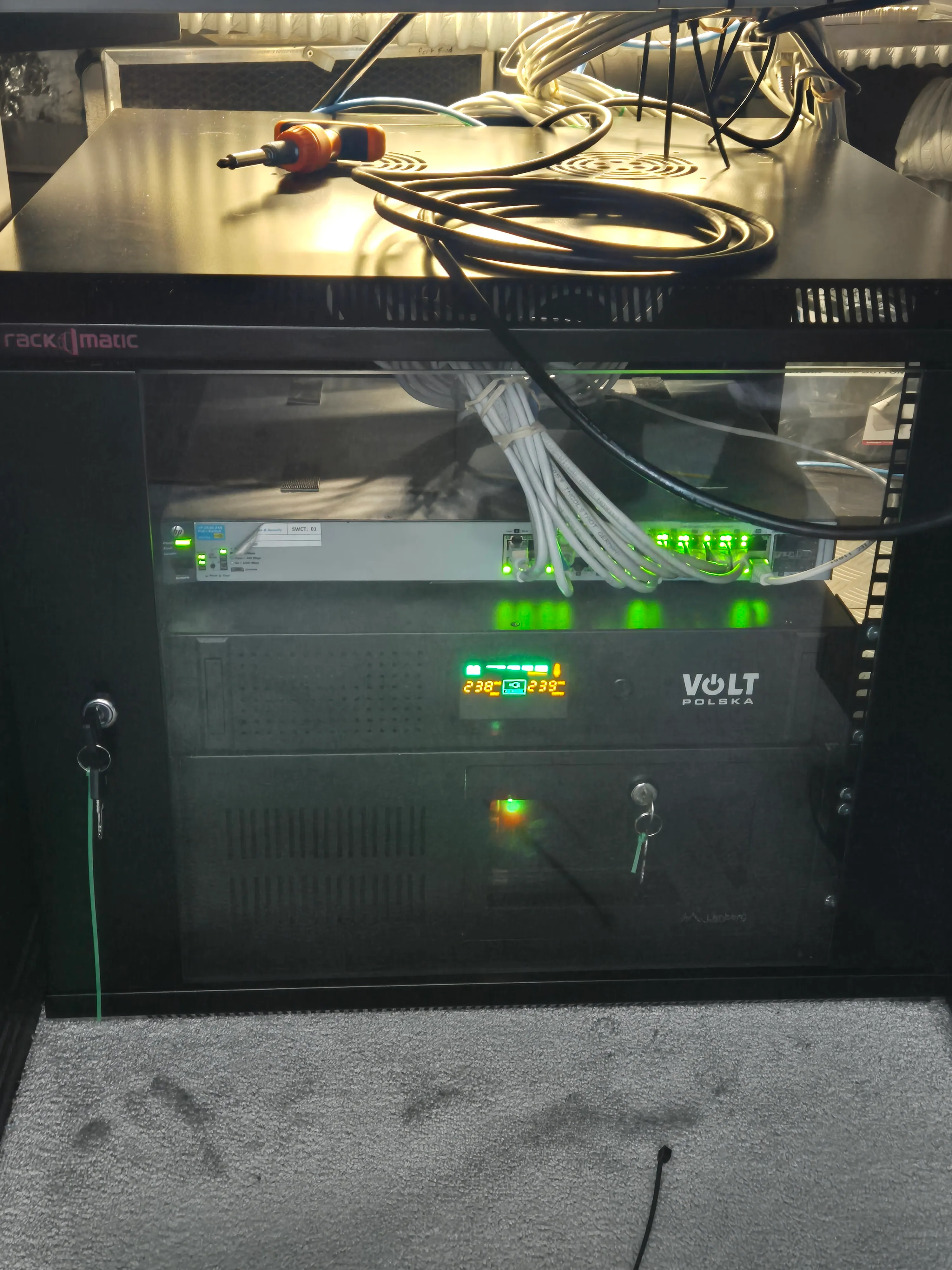 Existing onboard rack equipment inspected during a fault investigation.